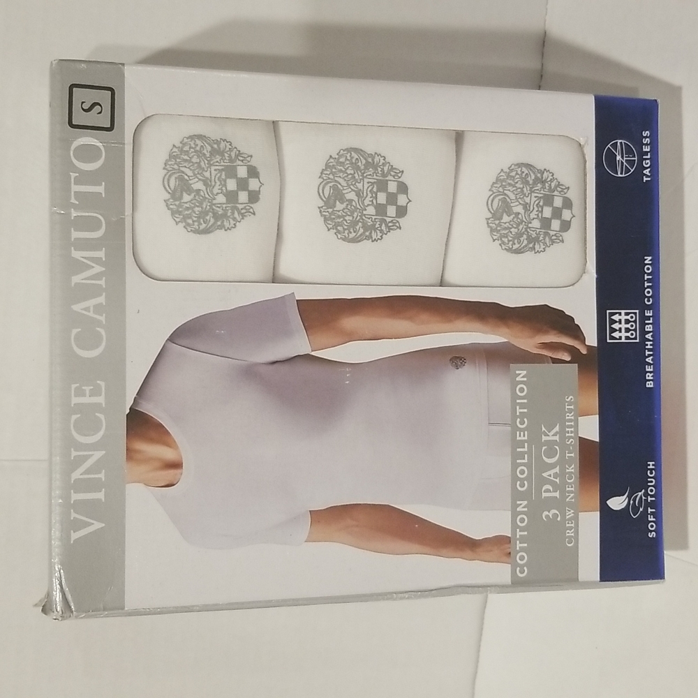 VINCE CAMUTO mens size Small cotton crew neck white t shirt tee soft new 34 36